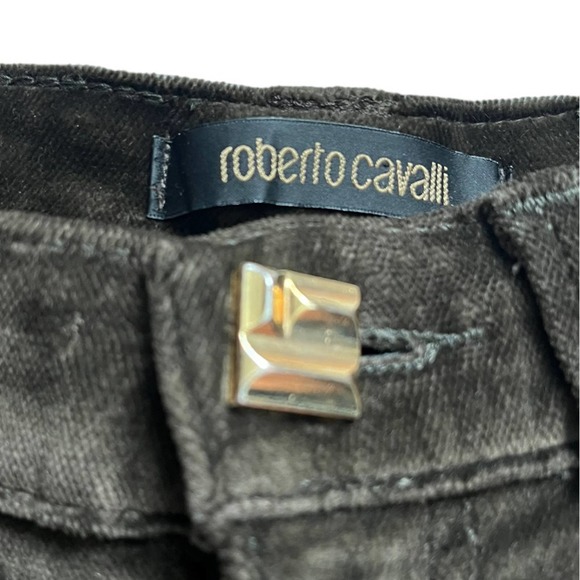 Vintage ROBERTO CAVALLI Pants Chocolate Brown Low-Rise Y2K Velvet - Picture 7 of 15